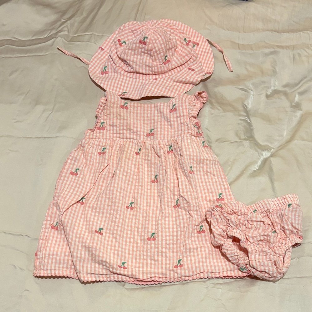 JoJo Maman Bebe Pink Gingham Dress Set
